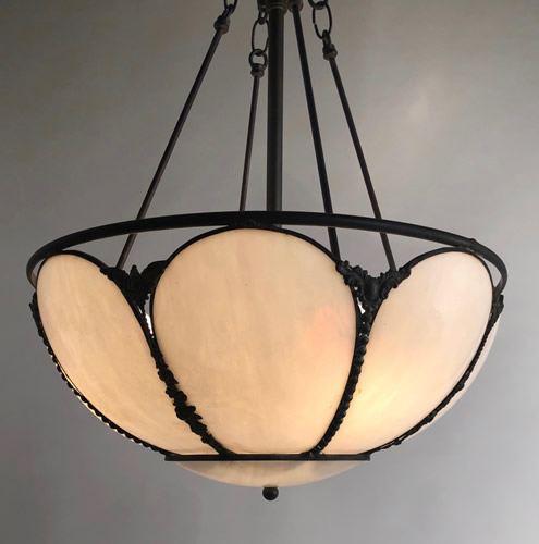 Beaded Panel Glass Inverted Dome Light